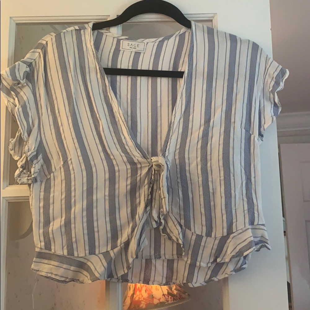 Sage Crop Tie Top